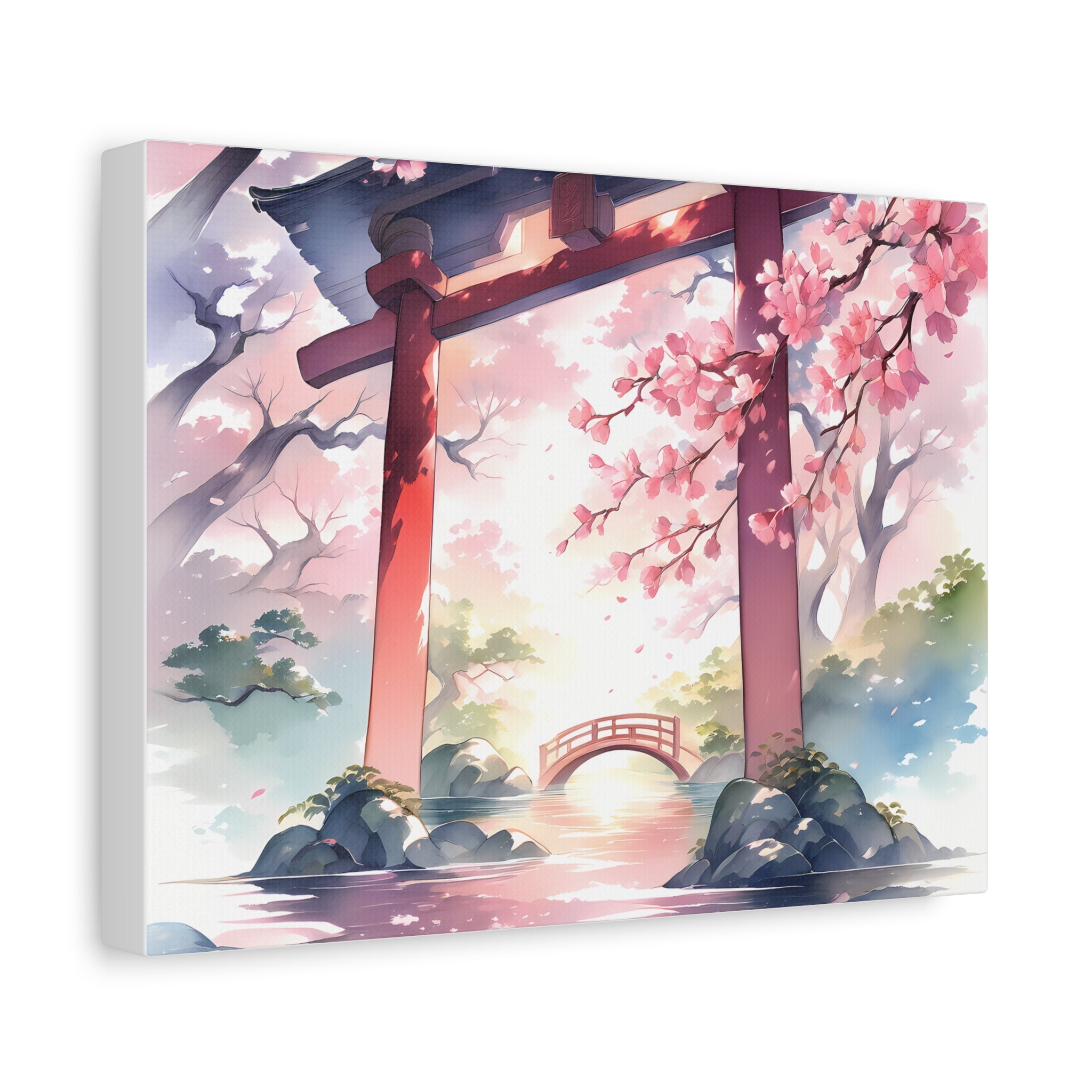 SAKURA GARDEN | Garden Bridge Canvas Art Print
