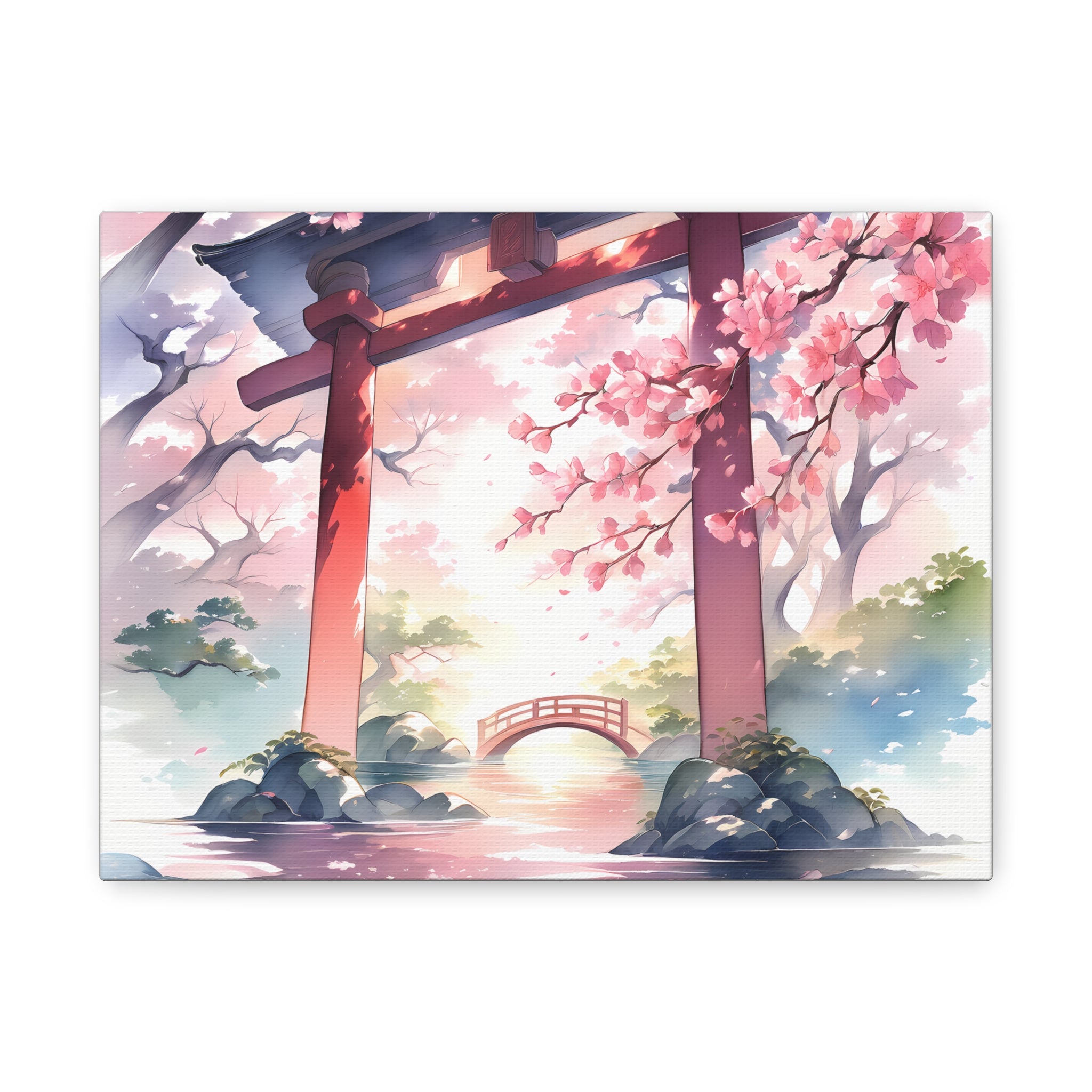 SAKURA GARDEN | Garden Bridge Canvas Art Print